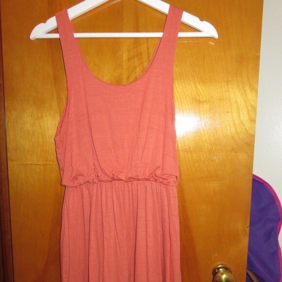 Orange Mini Sundress Layered Hem Sleeveless Tiered Classic Summer Stretch Small - Picture 1 of 4